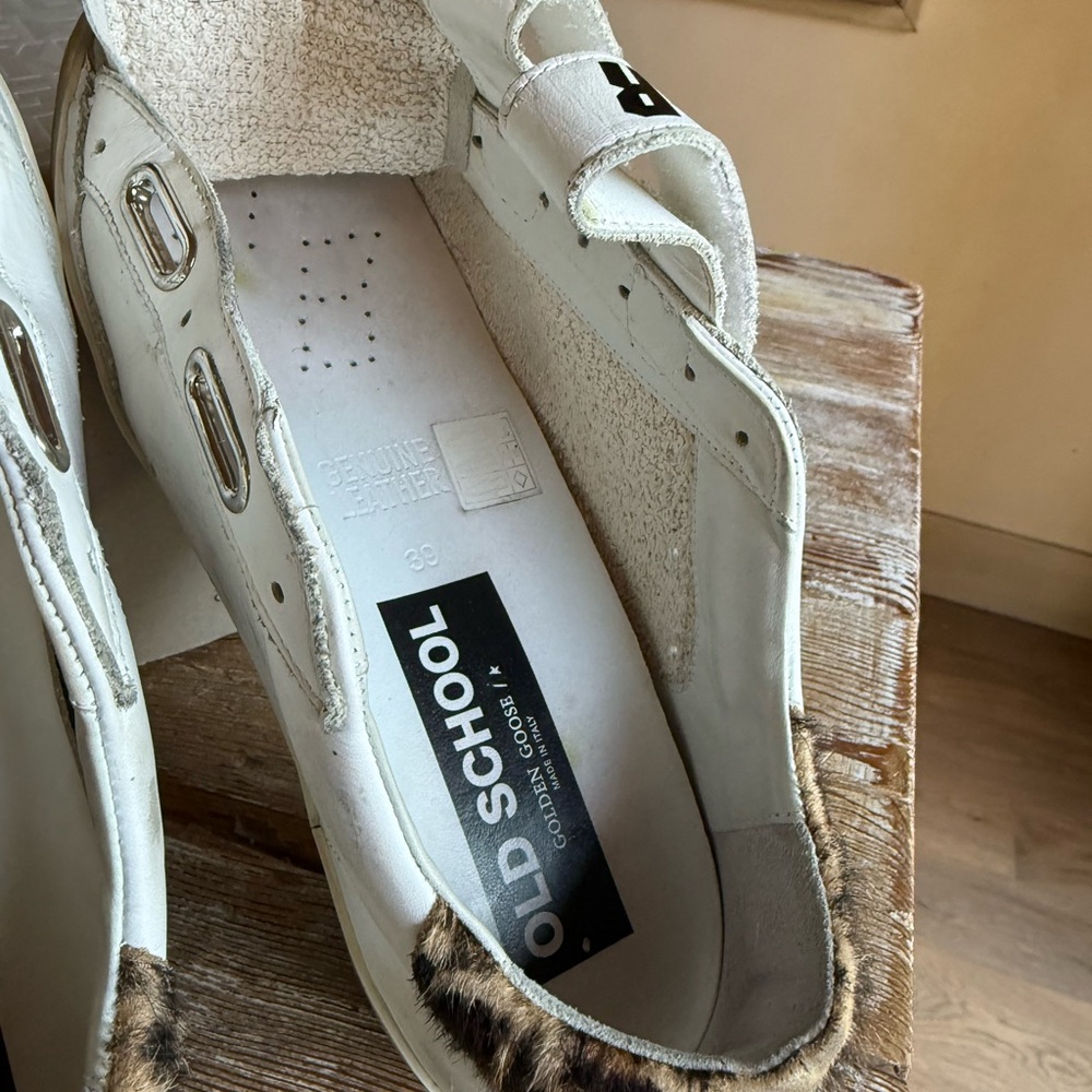 Golden Goose White Leather Old School Sneakers leopard size 39 - Picture 6 of 16